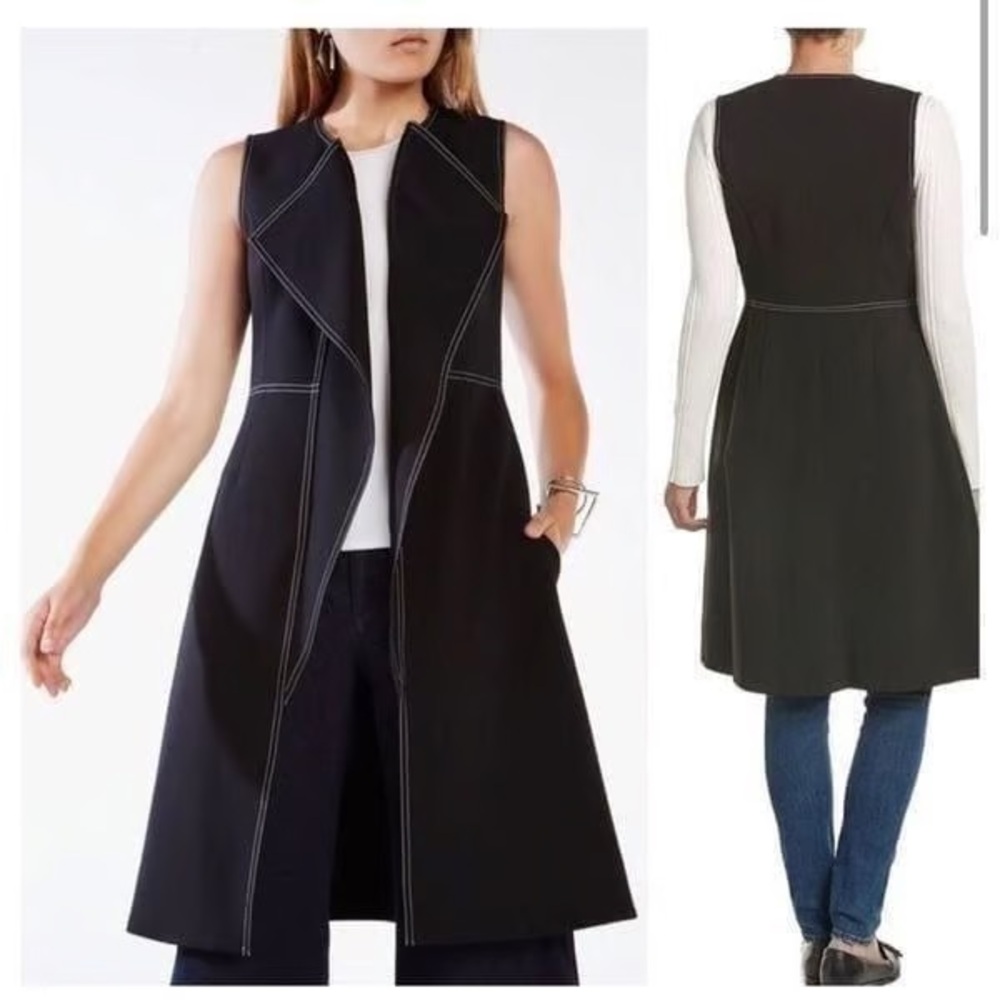 BCBG Max Azria Zena Longline zip up draped vest